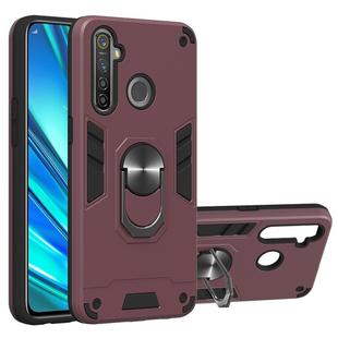 For OPPO Realme 5 Pro 2 in 1 Armour Series PC + TPU Protective Case with Ring Holder(Wine Red)