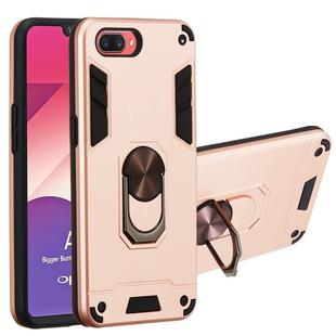 For OPPO A3s & A5 & Realme C1 2 in 1 Armour Series PC + TPU Protective Case with Ring Holder(Rose Gold)