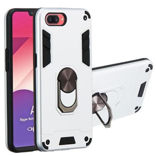 For OPPO A3s & A5 & Realme C1 2 in 1 Armour Series PC + TPU Protective Case with Ring Holder(Silver)