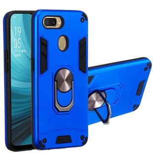 For OPPO A5s & A7 2 in 1 Armour Series PC + TPU Protective Case with Ring Holder(Dark Blue)