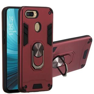 For OPPO A5s & A7 2 in 1 Armour Series PC + TPU Protective Case with Ring Holder(Wine Red)