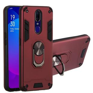 For OPPO F11 & A9 2 in 1 Armour Series PC + TPU Protective Case with Ring Holder(Wine Red)