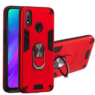 For OPPO Realme 3 2 in 1 Armour Series PC + TPU Protective Case with Ring Holder(Red)