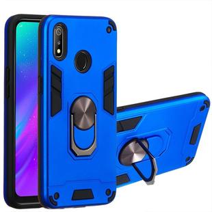 For OPPO Realme 3 2 in 1 Armour Series PC + TPU Protective Case with Ring Holder(Dark Blue)
