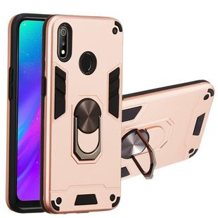 For OPPO Realme 3 2 in 1 Armour Series PC + TPU Protective Case with Ring Holder(Rose Gold)