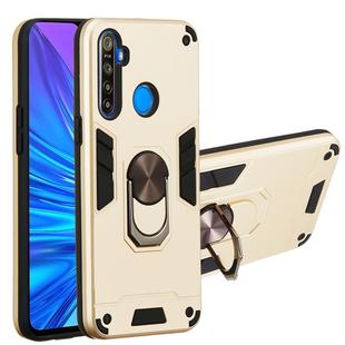 For OPPO Realme 5 2 in 1 Armour Series PC + TPU Protective Case with Ring Holder(Gold)