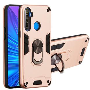 For OPPO Realme 5 2 in 1 Armour Series PC + TPU Protective Case with Ring Holder(Rose Gold)