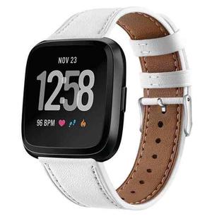 For Fitbit Versa 2 / Fitbit Versa / Fitbit Versa Lite Leather Watch Band with Round Tail Buckle(White)