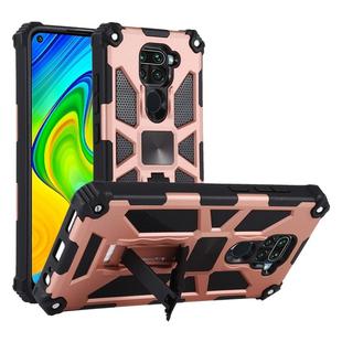 For Xiaomi Redmi Note 9 Shockproof TPU + PC Magnetic Protective Case with Holder(Rose Red)