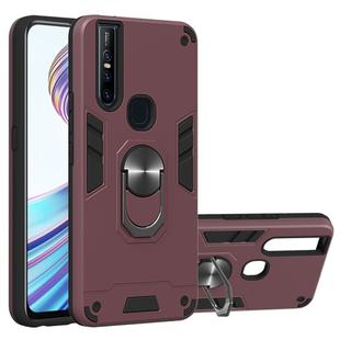 For vivo V15 2 in 1 Armour Series PC + TPU Protective Case with Ring Holder(Wine Red)