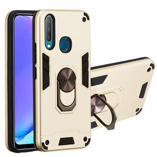 For vivo Y17 / Y15 / Y12 / U10 / Y11 / Y3 2 in 1 Armour Series PC + TPU Protective Case with Ring Holder(Gold)