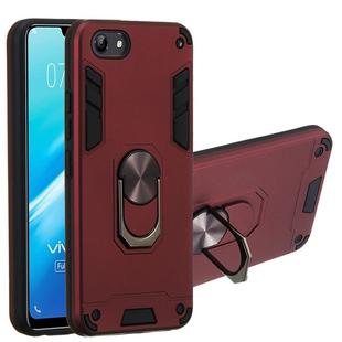 For vivo Y81 (Nonporous) 2 in 1 Armour Series PC + TPU Protective Case with Ring Holder(Wine Red)