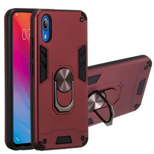 For vivo Y91c/Y93/Y91i/Y90(Indian Version) 2 in 1 Armour Series PC + TPU Protective Case with Ring Holder(Wine Red)
