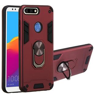 For Huawei Honor 7C / Enjoy 8 2 in 1 Armour Series PC + TPU Protective Case with Ring Holder(Wine Red)