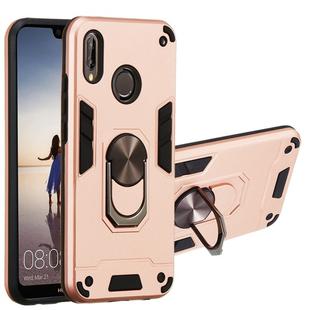For Huawei P20 Lite / nova 3e 2 in 1 Armour Series PC + TPU Protective Case with Ring Holder(Rose Gold)