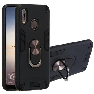 For Huawei P20 Lite / nova 3e 2 in 1 Armour Series PC + TPU Protective Case with Ring Holder(Black)