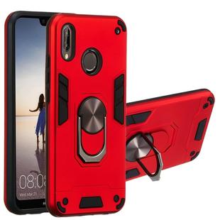 For Huawei P20 Lite / nova 3e 2 in 1 Armour Series PC + TPU Protective Case with Ring Holder(Red)