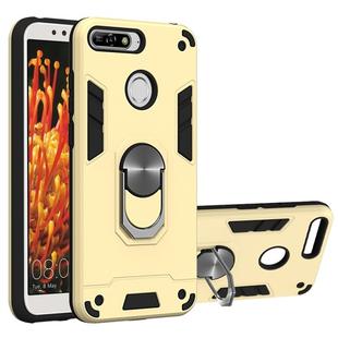 For Huawei Y6 (2018) 2 in 1 Armour Series PC + TPU Protective Case with Ring Holder(Gold)