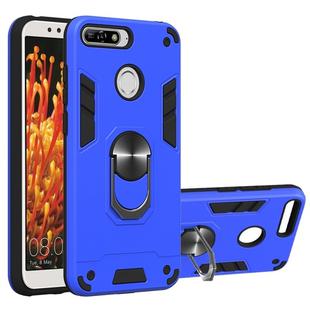 For Huawei Y6 (2018) 2 in 1 Armour Series PC + TPU Protective Case with Ring Holder(Dark Blue)