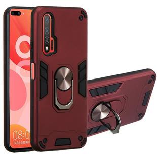 For Huawei nova 6 2 in 1 Armour Series PC + TPU Protective Case with Ring Holder(Wine Red)