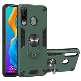 For Huawei P30 Lite / nova 4e 2 in 1 Armour Series PC + TPU Protective Case with Ring Holder(Green)