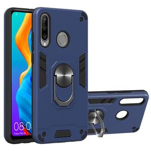 For Huawei P30 Lite / nova 4e 2 in 1 Armour Series PC + TPU Protective Case with Ring Holder(Sapphire Blue)