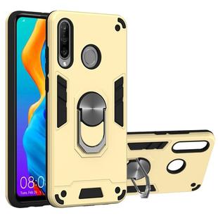 For Huawei P30 Lite / nova 4e 2 in 1 Armour Series PC + TPU Protective Case with Ring Holder(Gold)