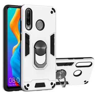 For Huawei P30 Lite / nova 4e 2 in 1 Armour Series PC + TPU Protective Case with Ring Holder(Silver)