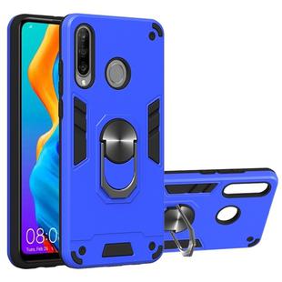 For Huawei P30 Lite / nova 4e 2 in 1 Armour Series PC + TPU Protective Case with Ring Holder(Dark Blue)