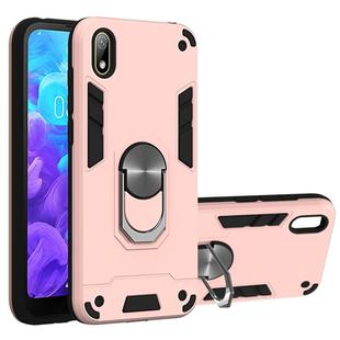 For Huawei Y5 (2019) / Honor 8S 2 in 1 Armour Series PC + TPU Protective Case with Ring Holder(Rose Gold)