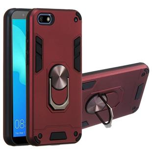 For Huawei Y5 (2018) / Y5 Prime (2018) 2 in 1 Armour Series PC + TPU Protective Case with Ring Holder(Wine Red)