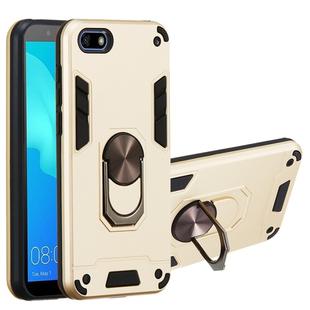 For Huawei Y5 (2018) / Y5 Prime (2018) 2 in 1 Armour Series PC + TPU Protective Case with Ring Holder(Gold)