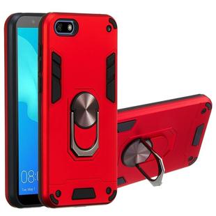 For Huawei Y5 (2018) / Y5 Prime (2018) 2 in 1 Armour Series PC + TPU Protective Case with Ring Holder(Red)