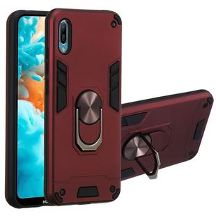 For Huawei Y6 Pro (2019) 2 in 1 Armour Series PC + TPU Protective Case with Ring Holder(Wine Red)