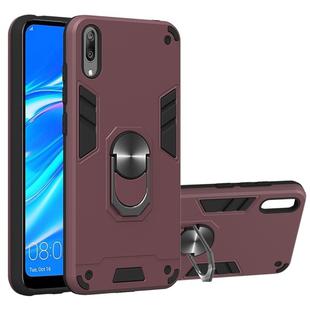 For Huawei Y7 Pro (2019) 2 in 1 Armour Series PC + TPU Protective Case with Ring Holder(Wine Red)