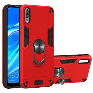 For Huawei Y7 Pro (2019) 2 in 1 Armour Series PC + TPU Protective Case with Ring Holder(Red)