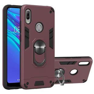 For Huawei Honor 8A / Y6 (2019) 2 in 1 Armour Series PC + TPU Protective Case with Ring Holder(Wine Red)