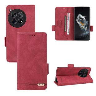 For OnePlus 12 Magnetic Clasp Leather Phone Case(Red)
