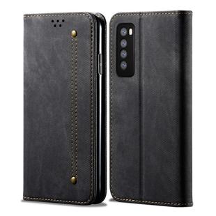 For Huawei Nova 7 Denim Texture Casual Style Horizontal Flip Leather Case with Holder & Card Slots & Wallet(Black)