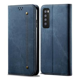 For Huawei Nova 7 Denim Texture Casual Style Horizontal Flip Leather Case with Holder & Card Slots & Wallet(Blue)