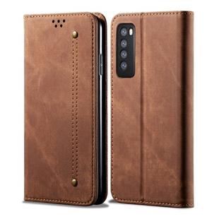 For Huawei Nova 7 Denim Texture Casual Style Horizontal Flip Leather Case with Holder & Card Slots & Wallet(Brown)