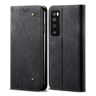 For Huawei Nova 7 Pro Denim Texture Casual Style Horizontal Flip Leather Case with Holder & Card Slots & Wallet(Black)