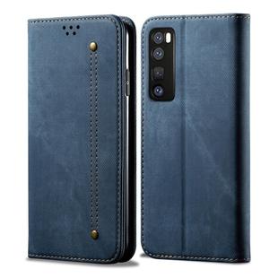 For Huawei Nova 7 Pro Denim Texture Casual Style Horizontal Flip Leather Case with Holder & Card Slots & Wallet(Blue)