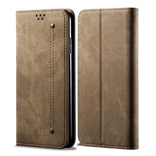 For Huawei Nova 7 SE / P40 Lite 5G Denim Texture Casual Style Horizontal Flip Leather Case with Holder & Card Slots & Wallet(Khaki)