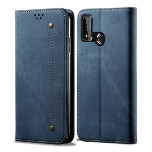 For Huawei P Smart(2020) Denim Texture Casual Style Horizontal Flip Leather Case with Holder & Card Slots & Wallet(Blue)