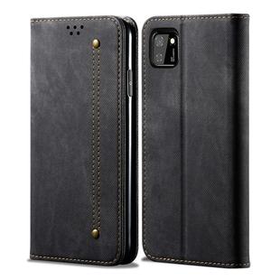 For Huawei Y5P Denim Texture Casual Style Horizontal Flip Leather Case with Holder & Card Slots & Wallet(Black)