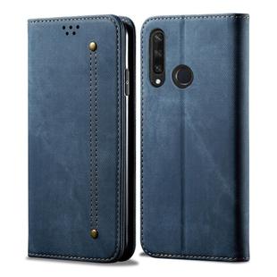 For Huawei Y6P Denim Texture Casual Style Horizontal Flip Leather Case with Holder & Card Slots & Wallet(Blue)