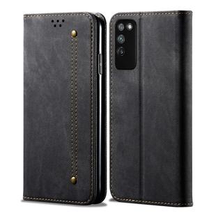 For Huawei Honor X10 5G Denim Texture Casual Style Horizontal Flip Leather Case with Holder & Card Slots & Wallet(Black)