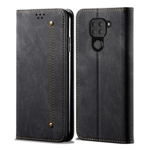 For Xiaomi Redmi Note 9 Denim Texture Casual Style Horizontal Flip Leather Case with Holder & Card Slots & Wallet(Black)
