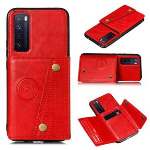 For Huawei nova 7 5G Double Buckle PU + TPU Shockproof Magnetic Protective Case with Card Slot(Red)